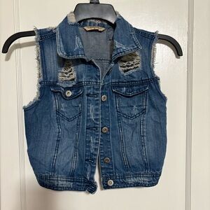Distressed Denim Vest